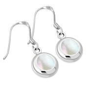 Mother of Pearl Round Silver Earrings - e360